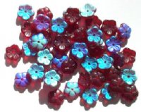 50 3x8mm Matte Garnet AB Cupped Flower Beads